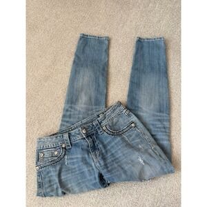 Miss Me Jeans Women Size 28 Embellished Distressed Denim Blue Skinny Pants